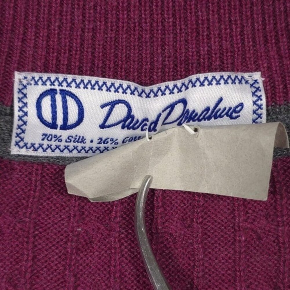 David Donahue SILK CASHMERE Blend Pullover Sweater Men 1/4 Zip Cable Knit LARGE - Picture 5 of 11